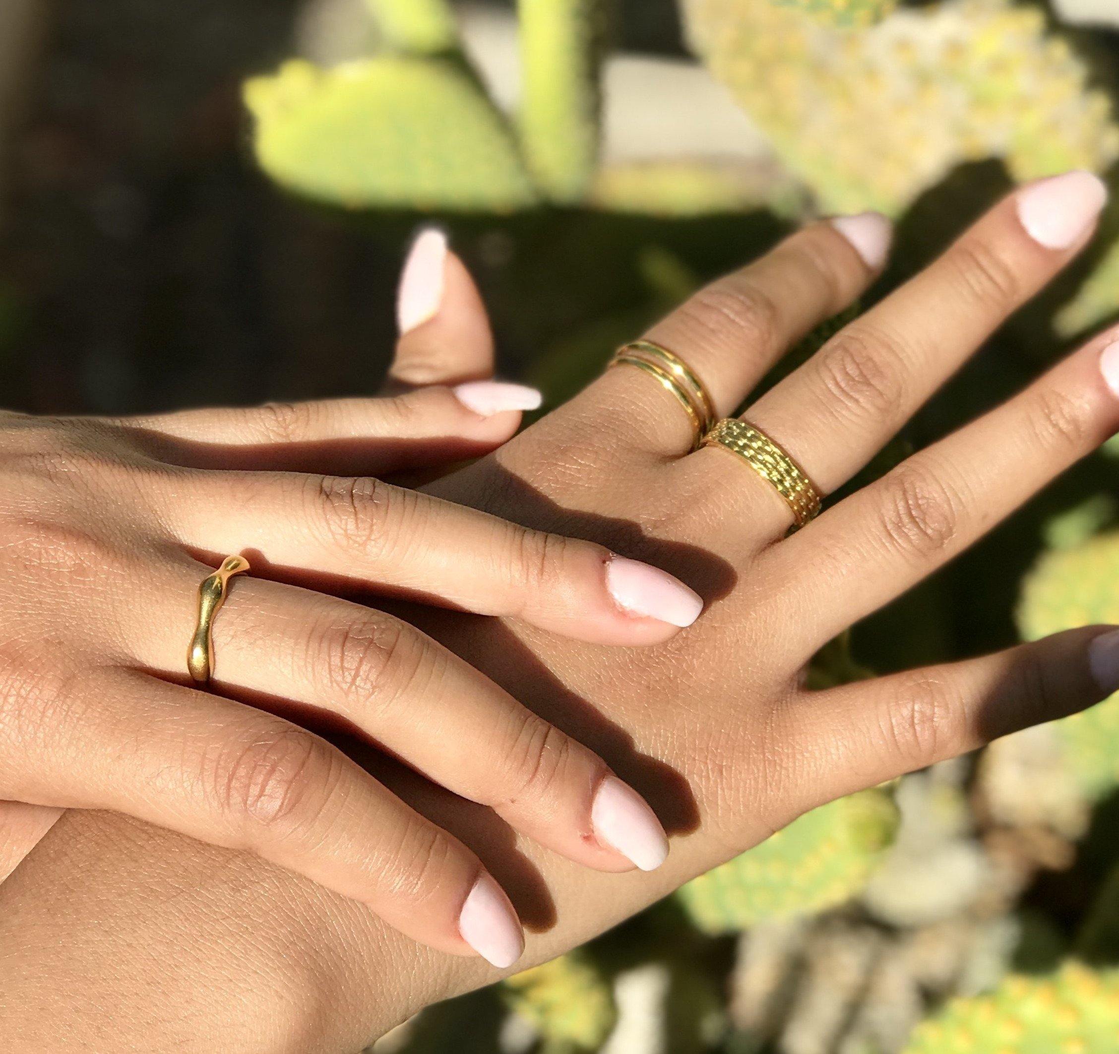 Women's Gold Coachella Desert Stacking Ring Set of 3 - 1 Øak