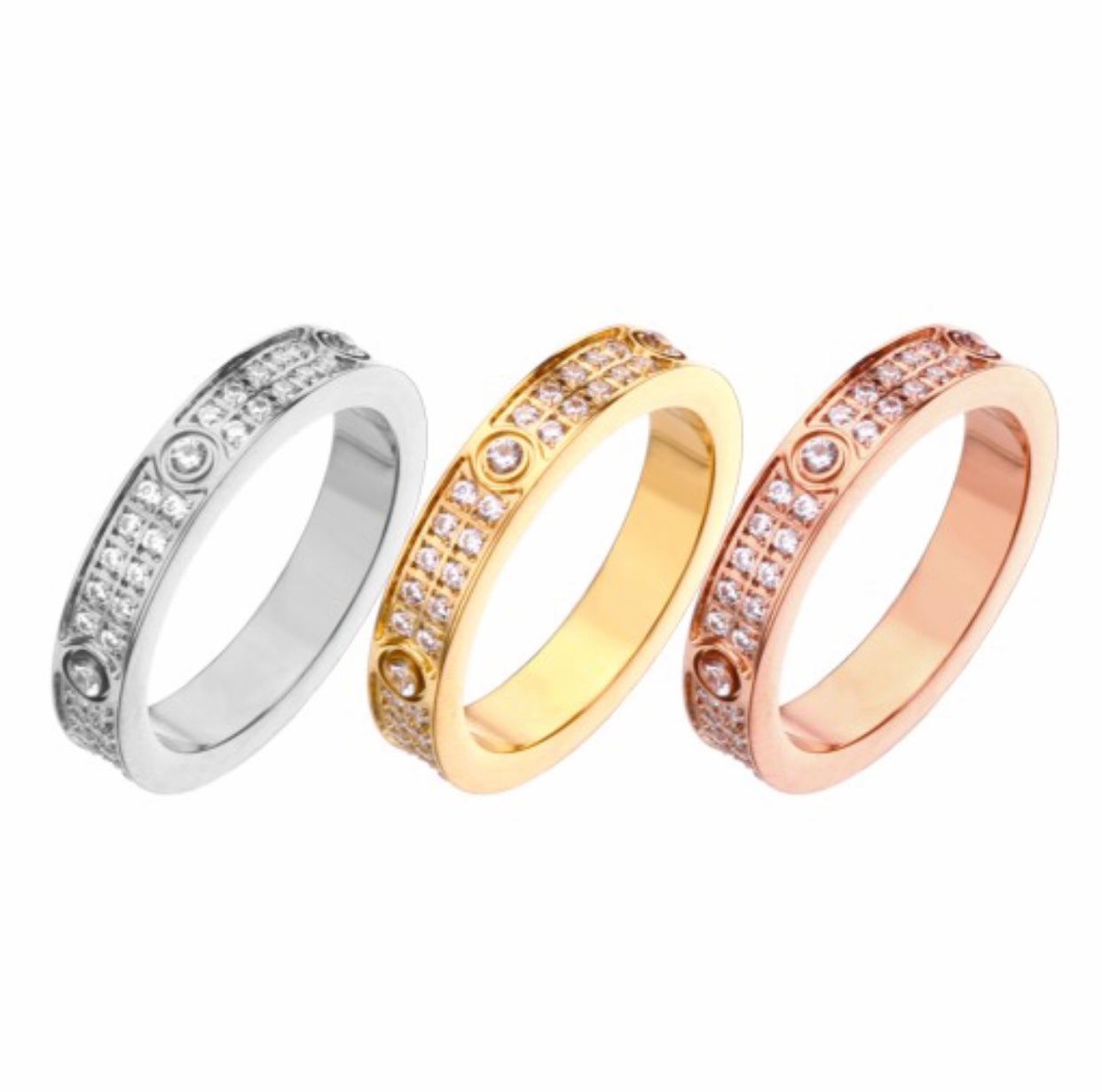 3 Gold Rings Dainty Workwear rings