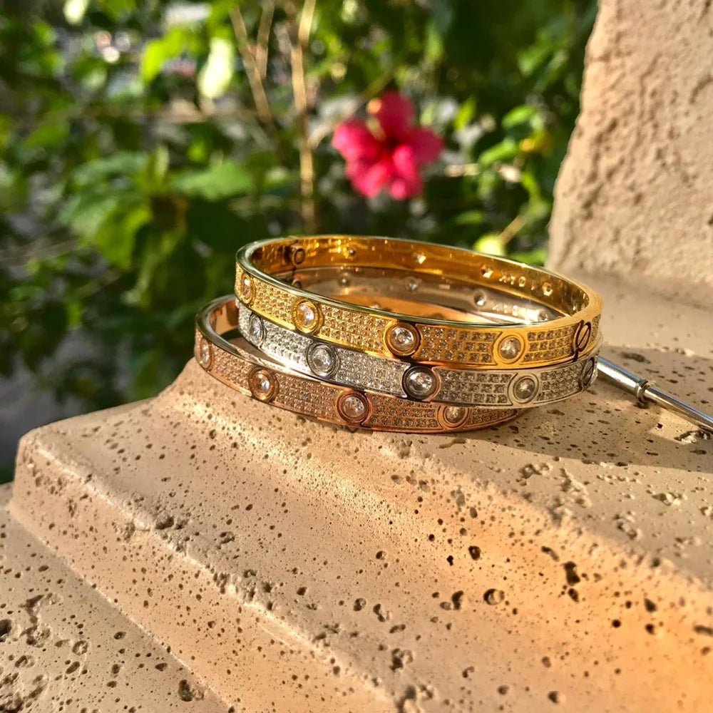 All Encrusted Screw Bracelet + Ring Set