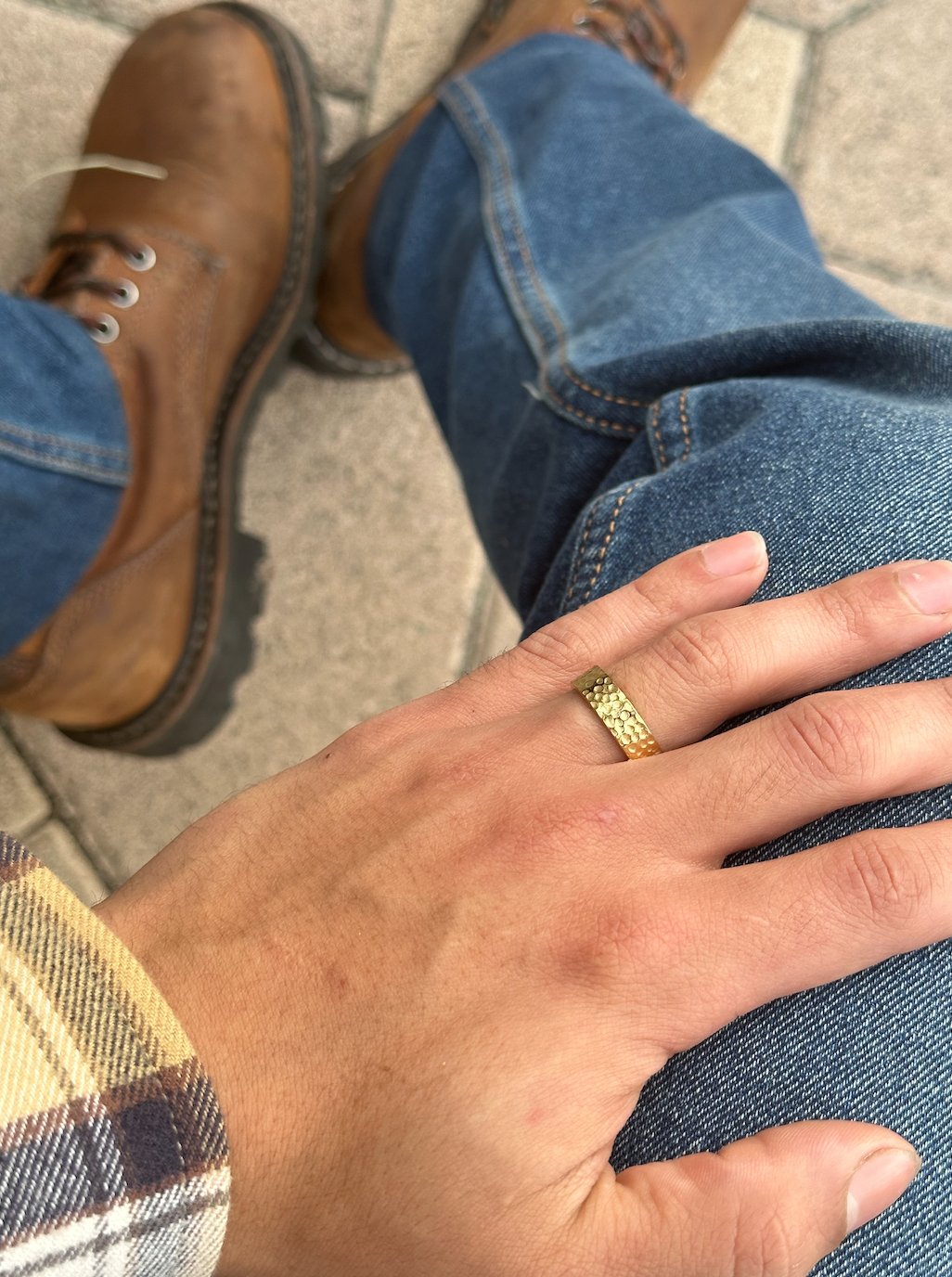 Hammered Gold Band Ring