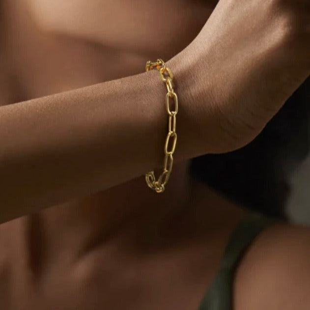 gold paperclip chain bracelet for her