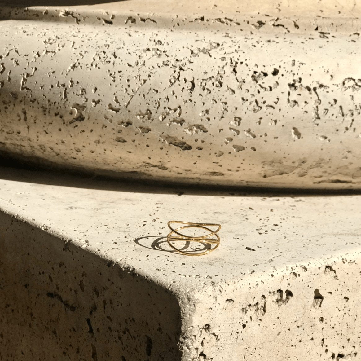 2pc Gold Stacking Ring Duo Set - 1 Øak