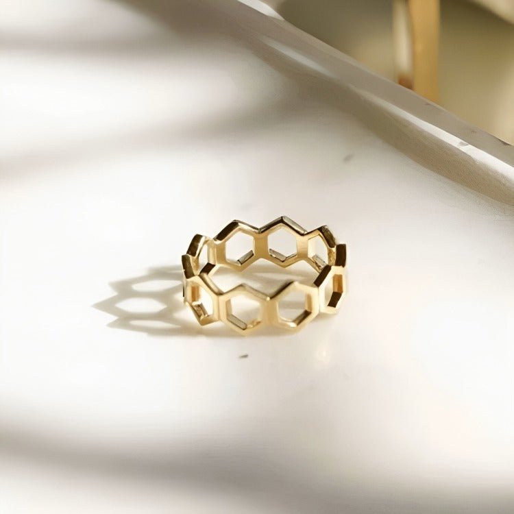 Womens 14k Gold Honeycomb Ring 1 Oak Jewelry