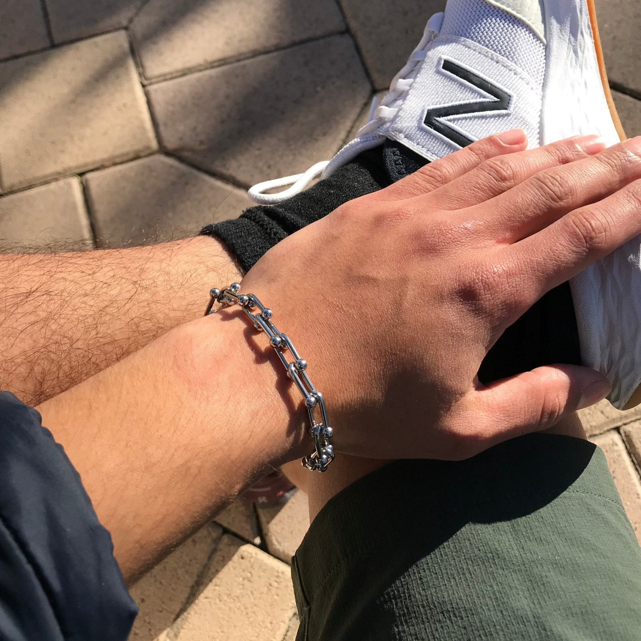 Mens Silver Hardware Bracelet Mens silver link bracelet