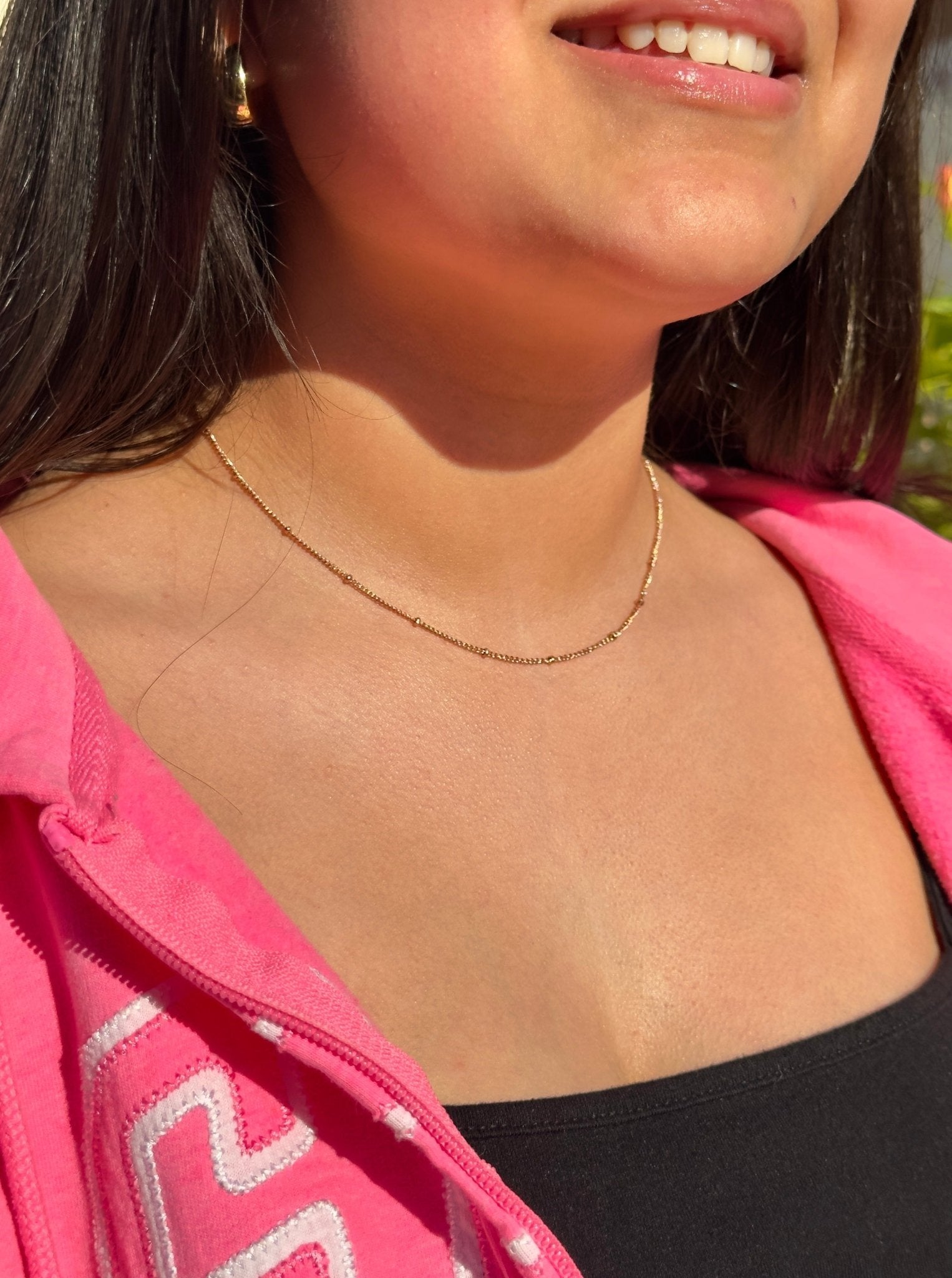womens satellite choker in 14k gold