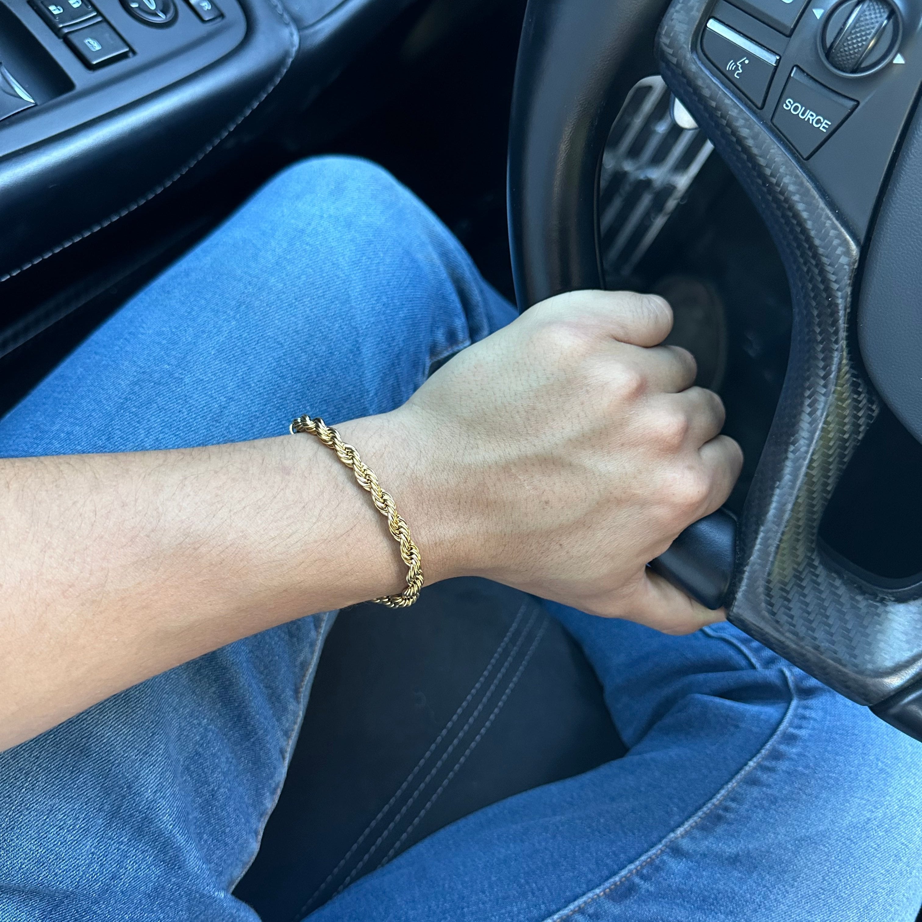 Mens 18k Gold Rope Bracelet