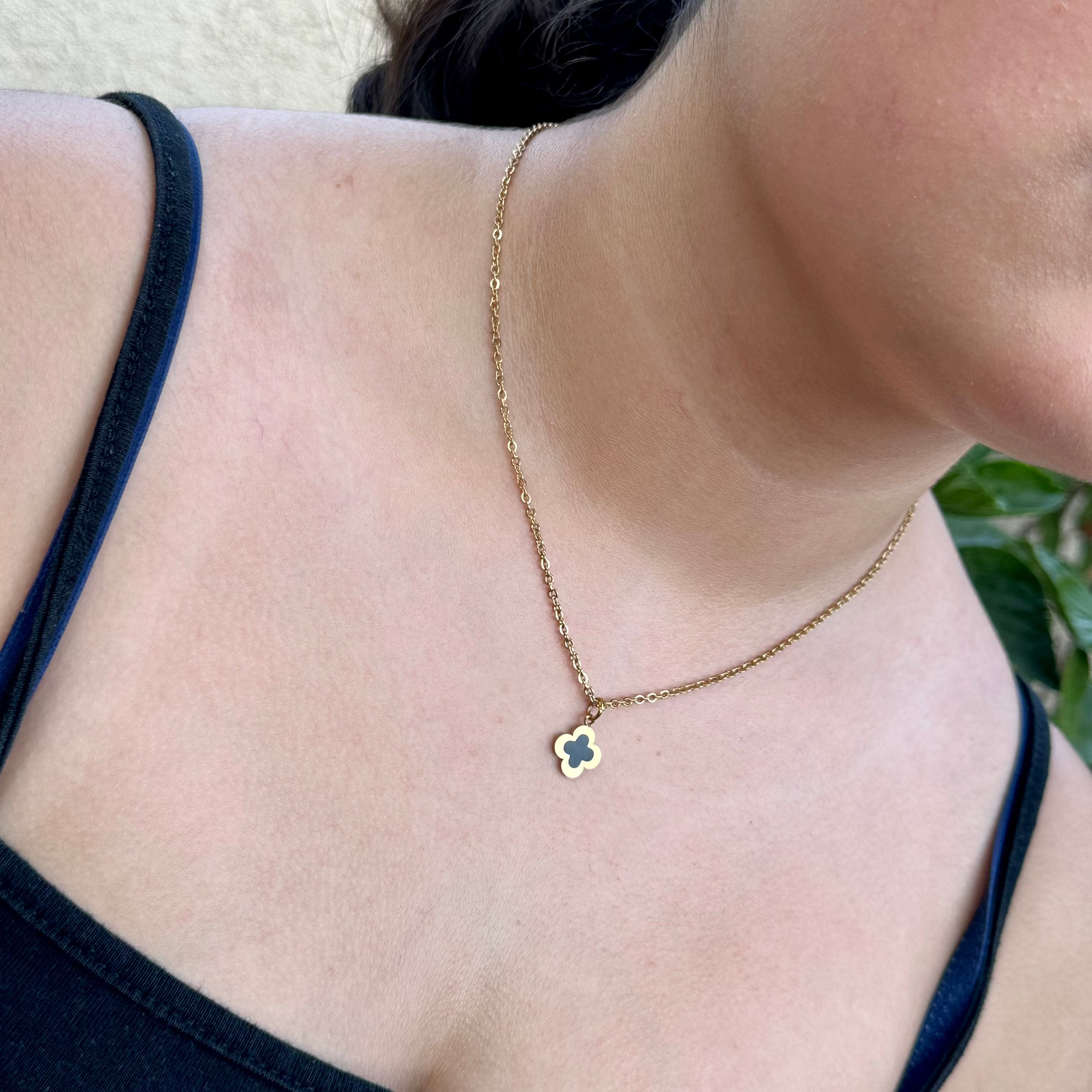 Enamel 4 Leaf Clover Chain Necklace Pendant