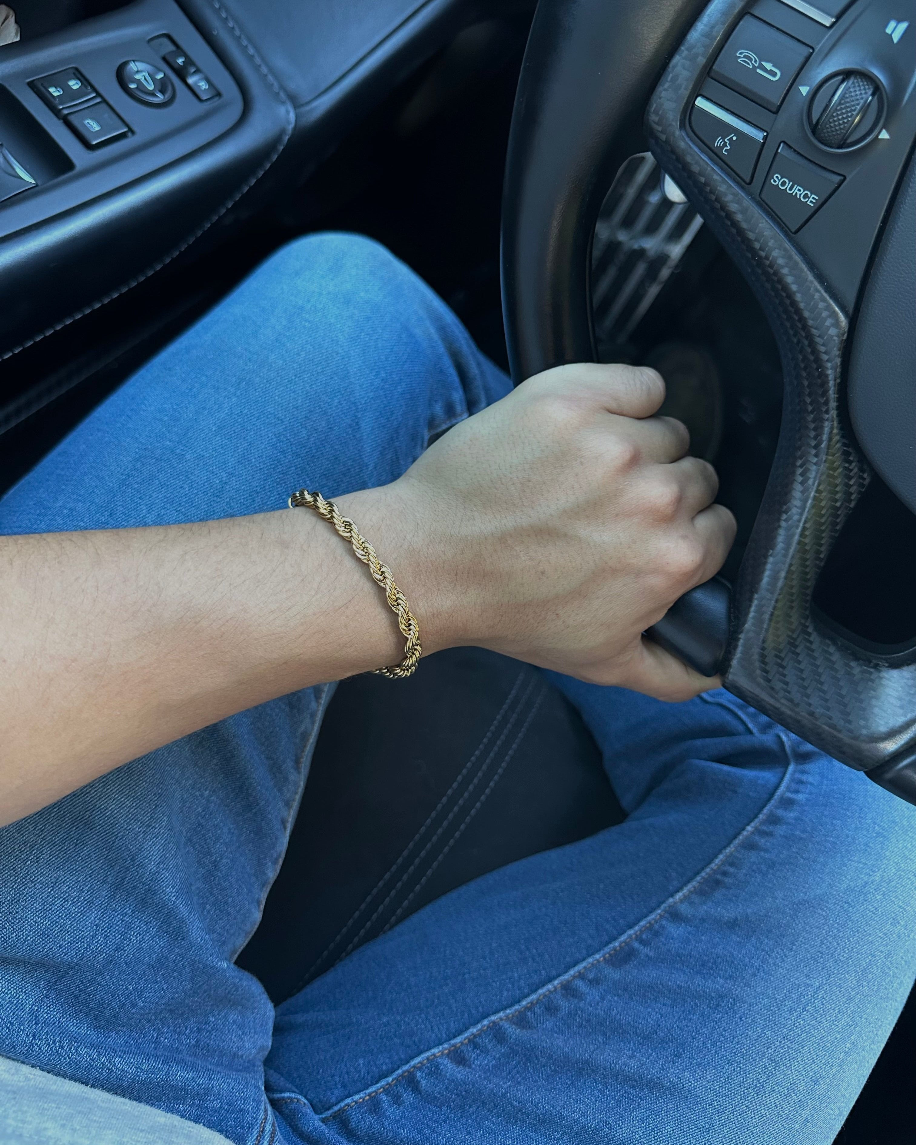 Mens 18k Gold Rope Bracelet