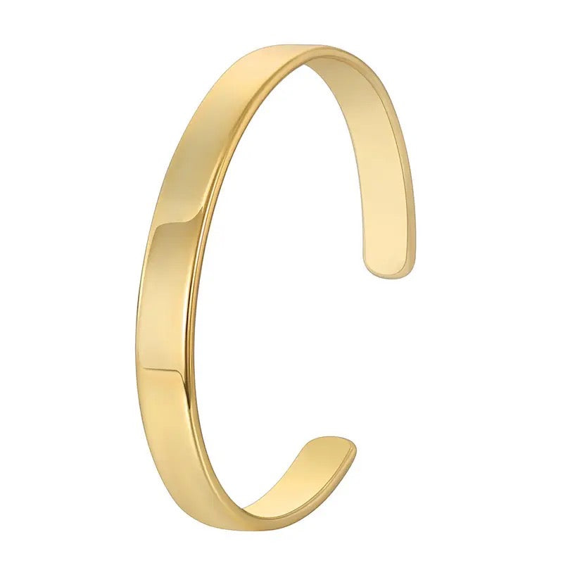 18k gold plain cuff bracelet for women
