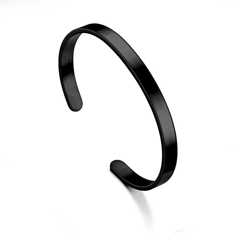 black open cuff steel bracelet