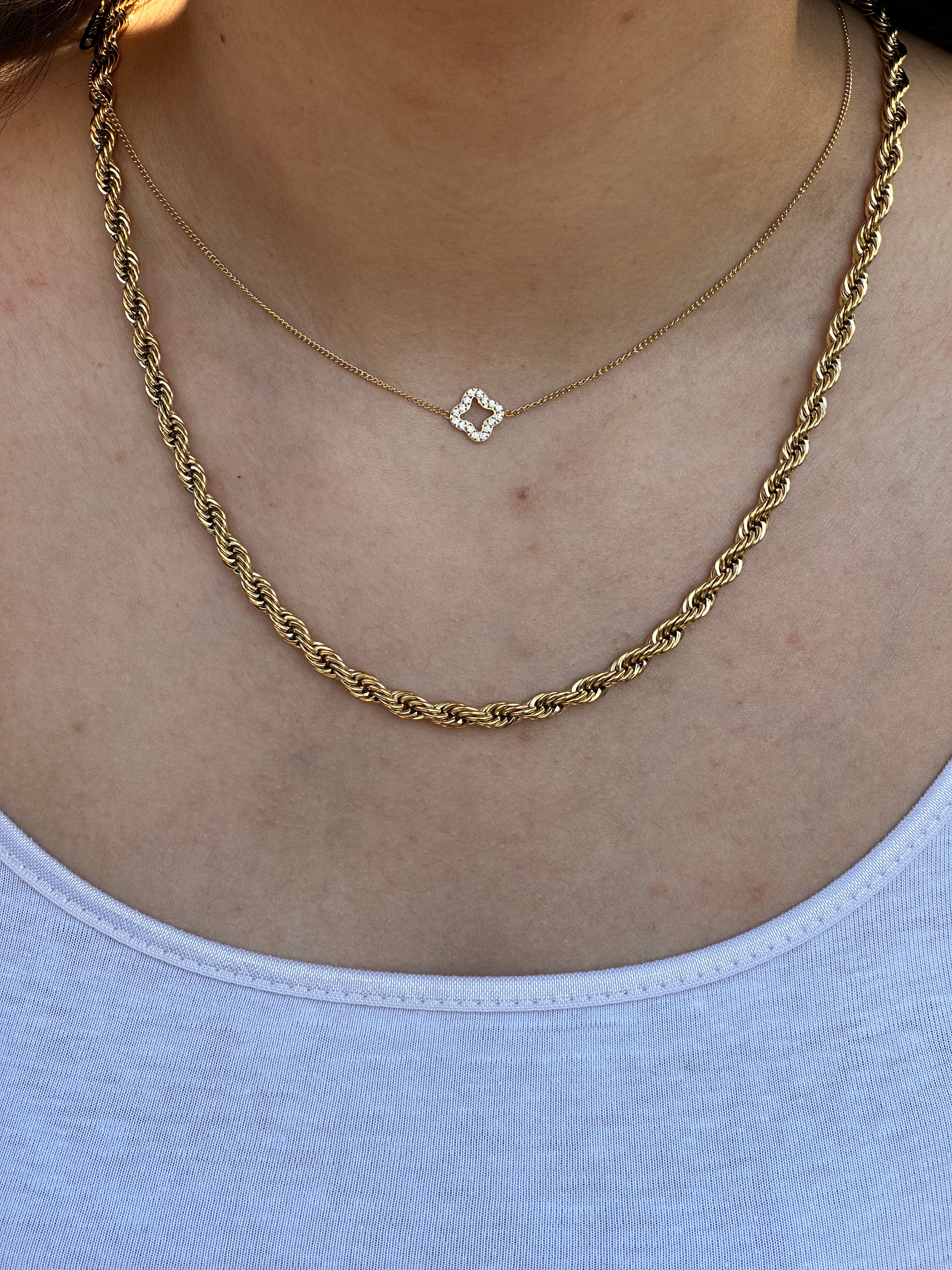 18k Gold Rope Chain Necklace
