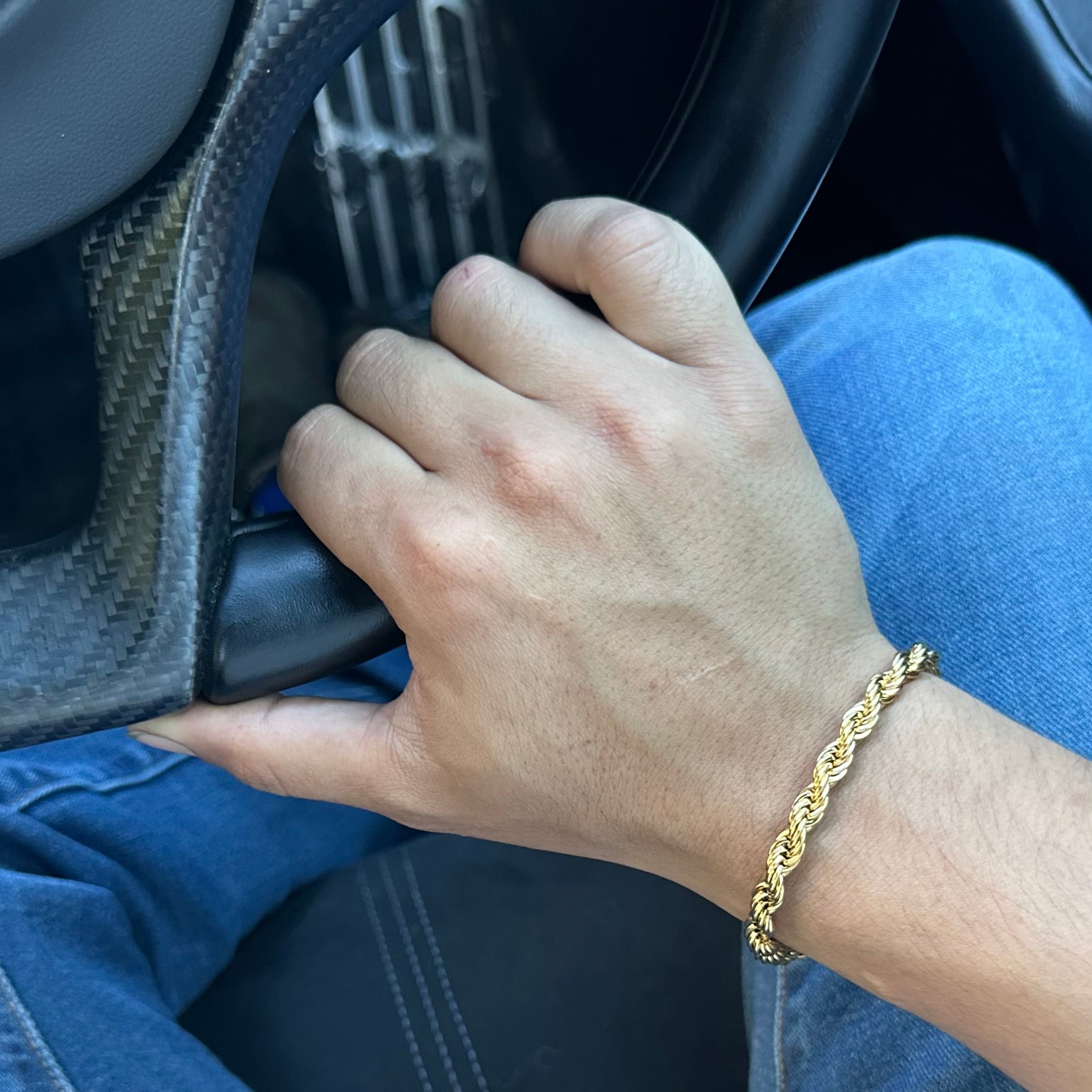 Mens 18k Gold Rope Bracelet