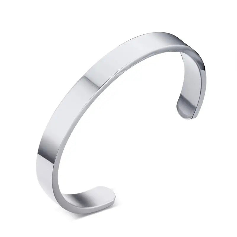 plain polished silver mens cuff bracelet