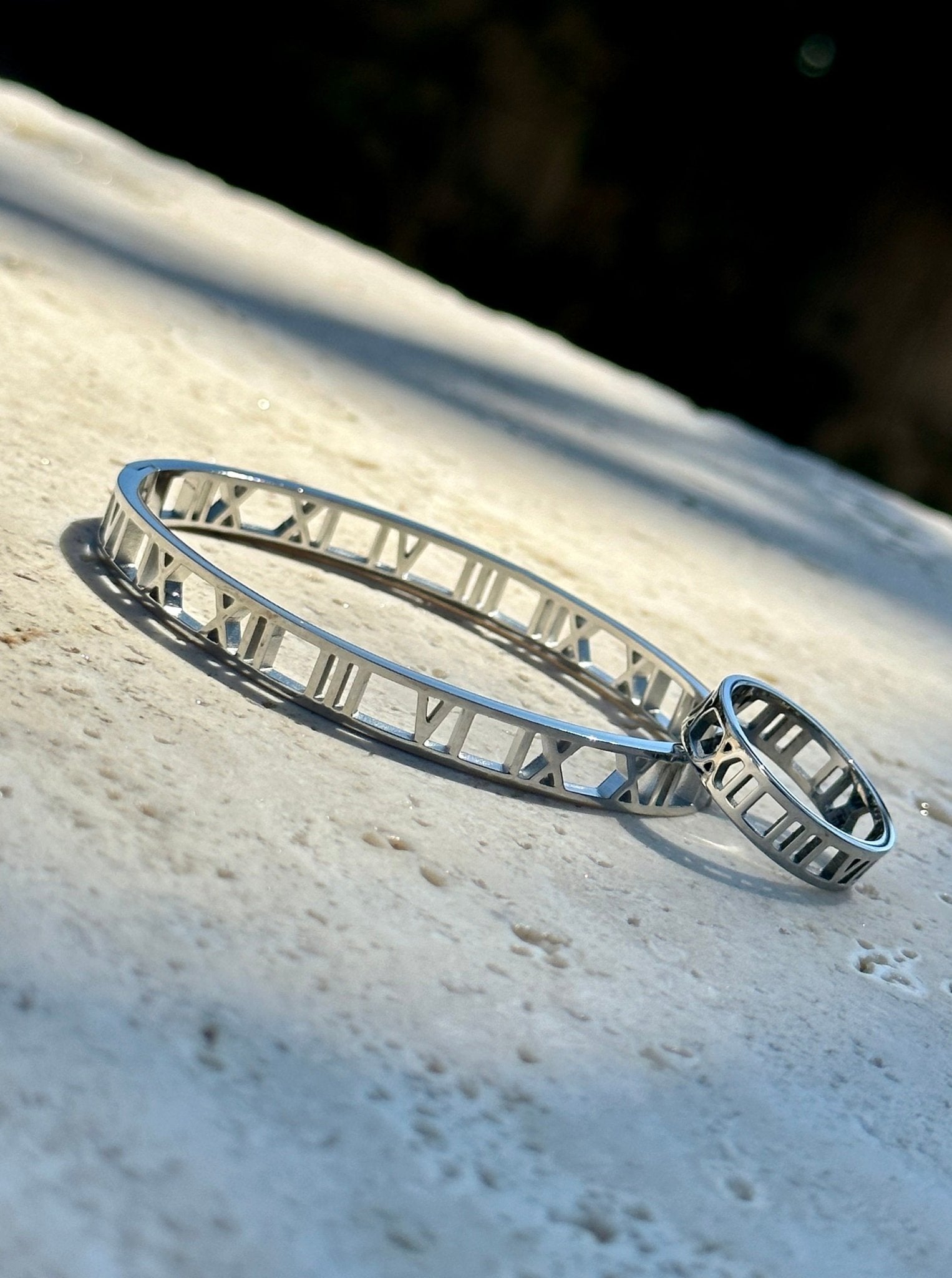 Roman Numeral Bracelet + Ring Set