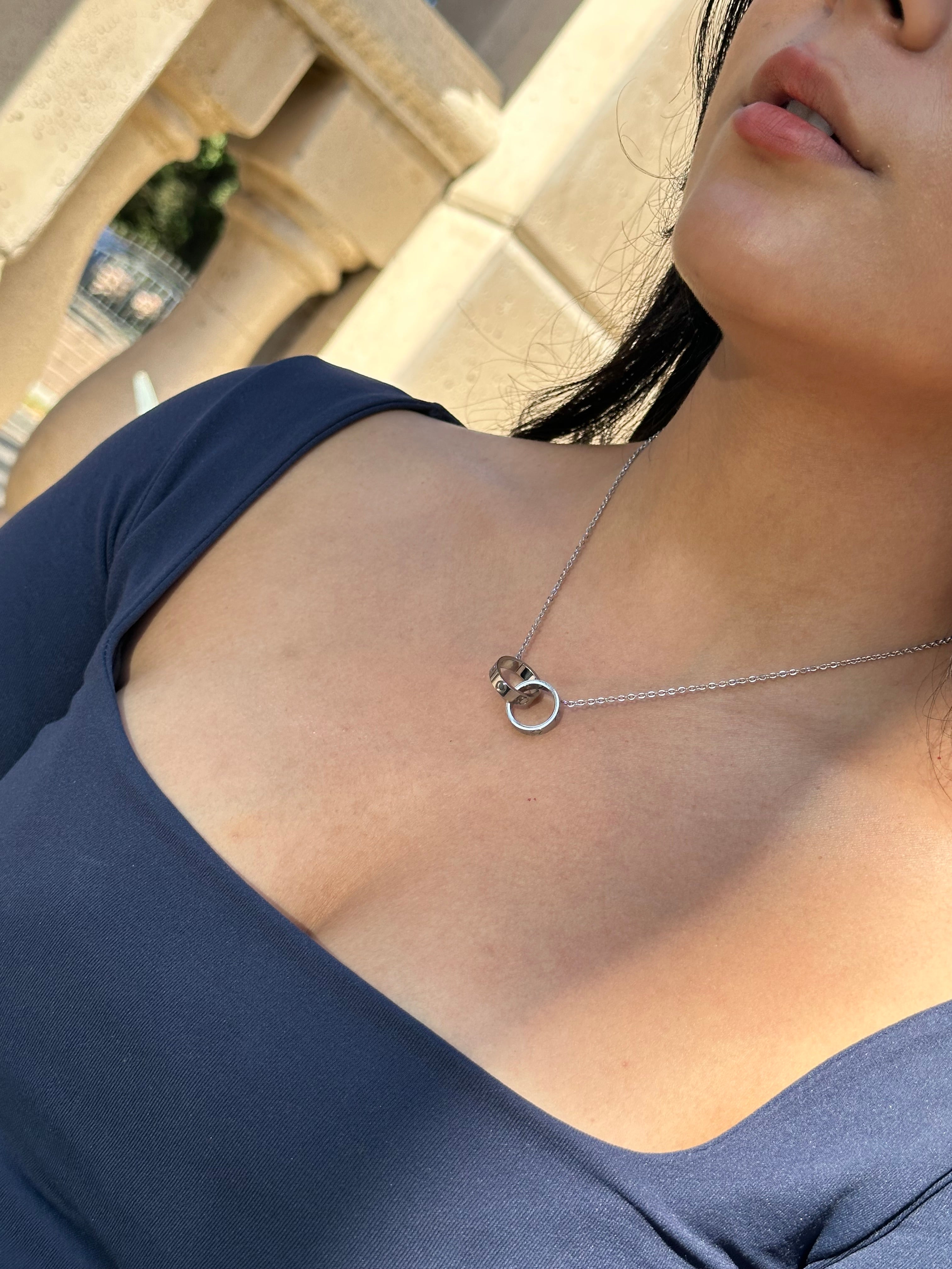 Interlocking Love Lock Band Necklace