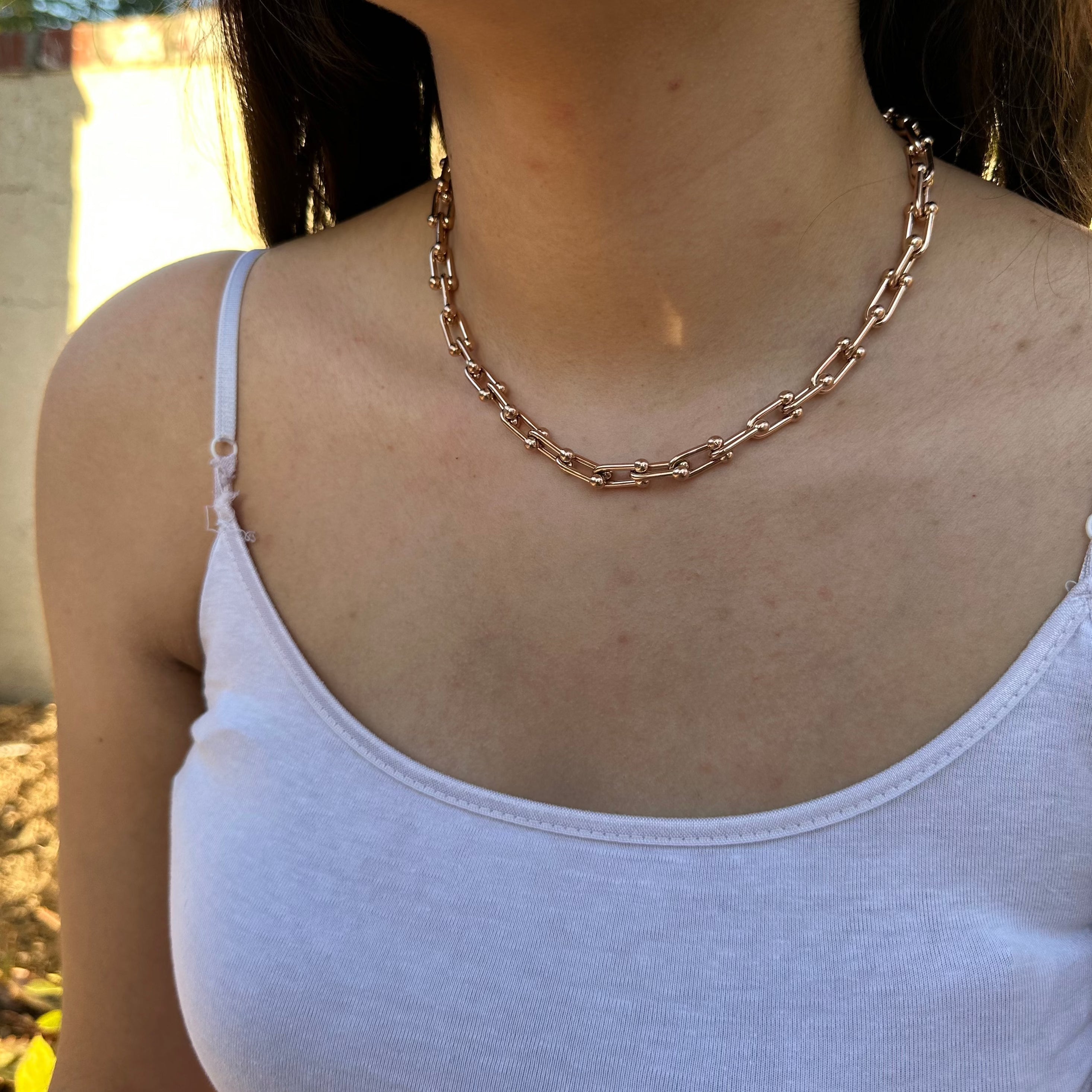  Rose gold Graduated Link Necklace