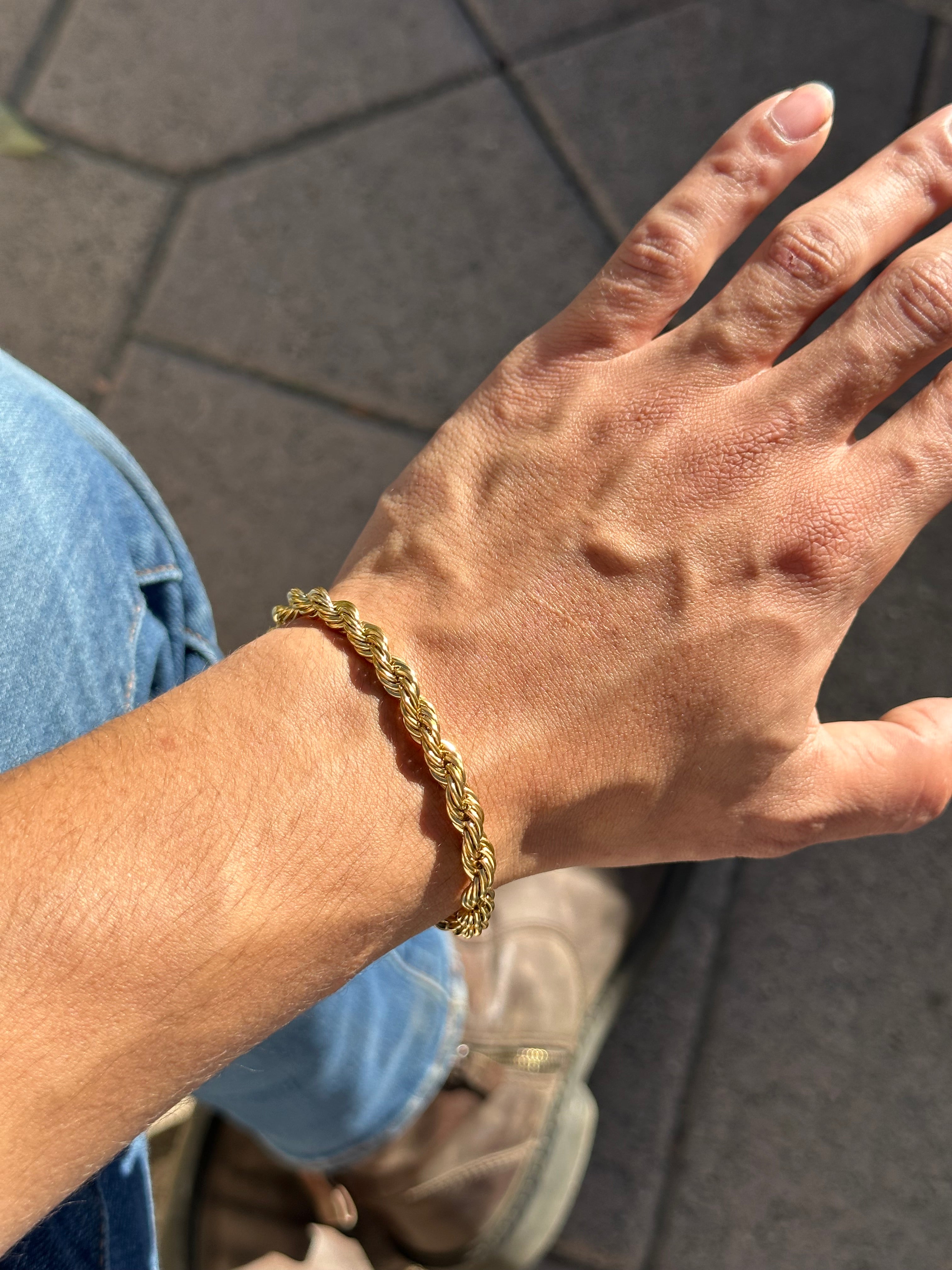 Mens 18k Gold Rope Bracelet