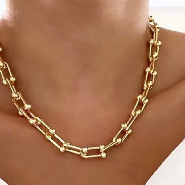 U Link Chain Hardware Necklace Graduated Link Necklace Womens Necklace