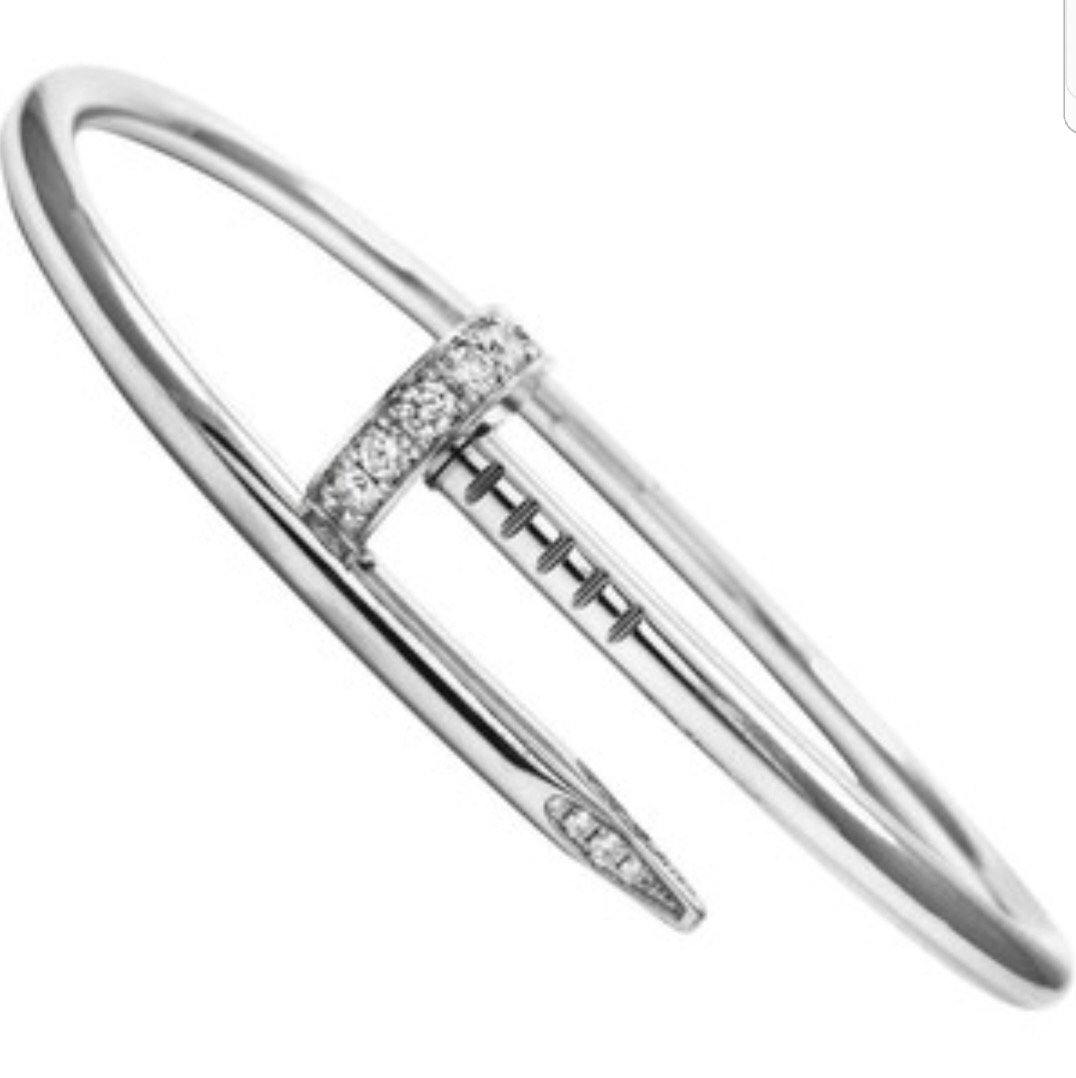 Gem studded silver nail bracelet pave diamond bracelet