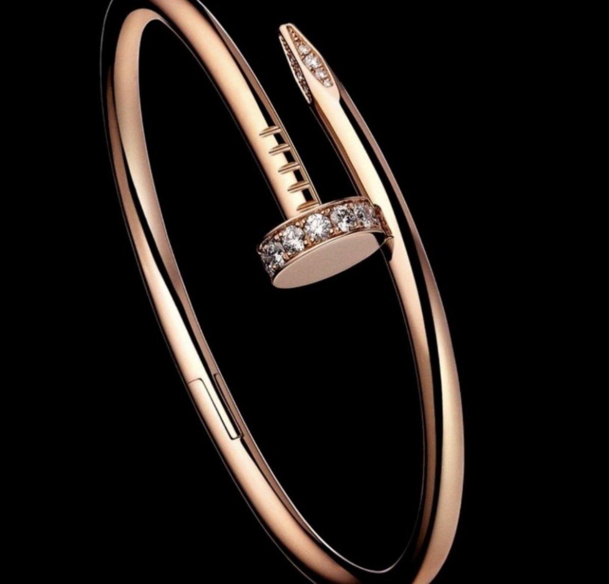 rose gold nail bracelet pave diamond bracelet bangle unisex bracelet 