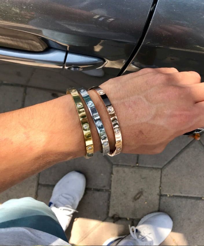 Men's Gold Bracelets Mens Silver Bracelets Layering Set