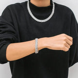 Iced Out Jewelry Mens Silver Chain Bracelet