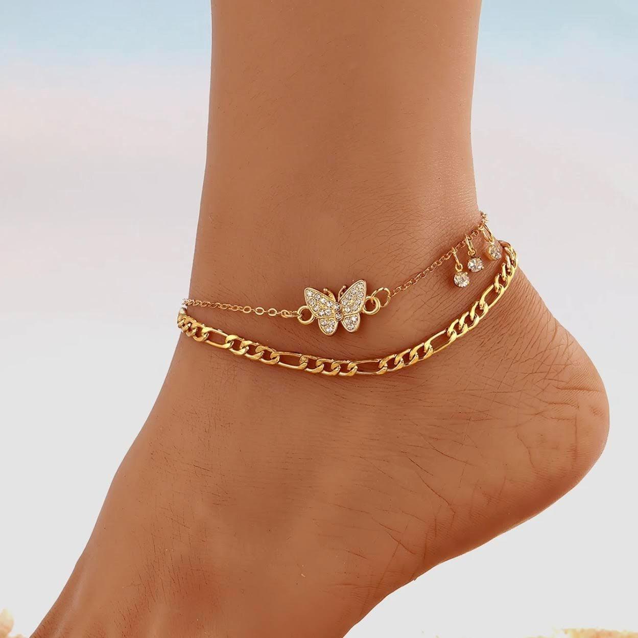 gold figaro womens chain anklet gold anklets set
