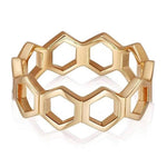 14k Wide Band Women's Hexagon Ring For Her