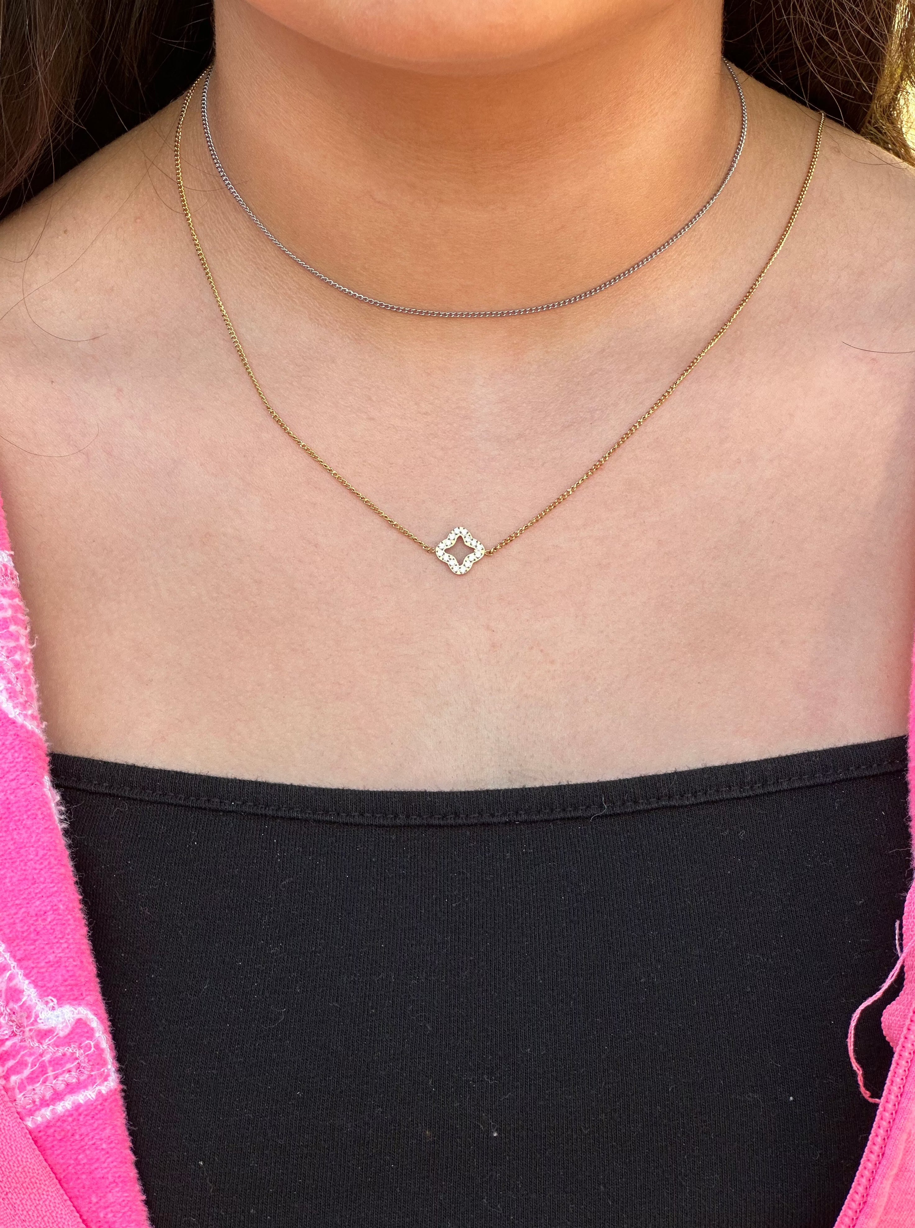 Mini Pave Clover Necklace