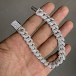 mens silver iced out chain bracelet