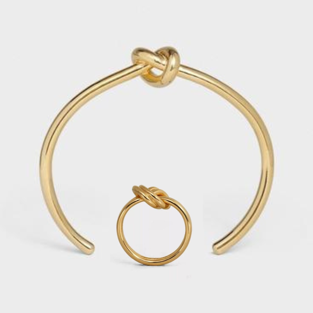 Gold love knot bracelet set
