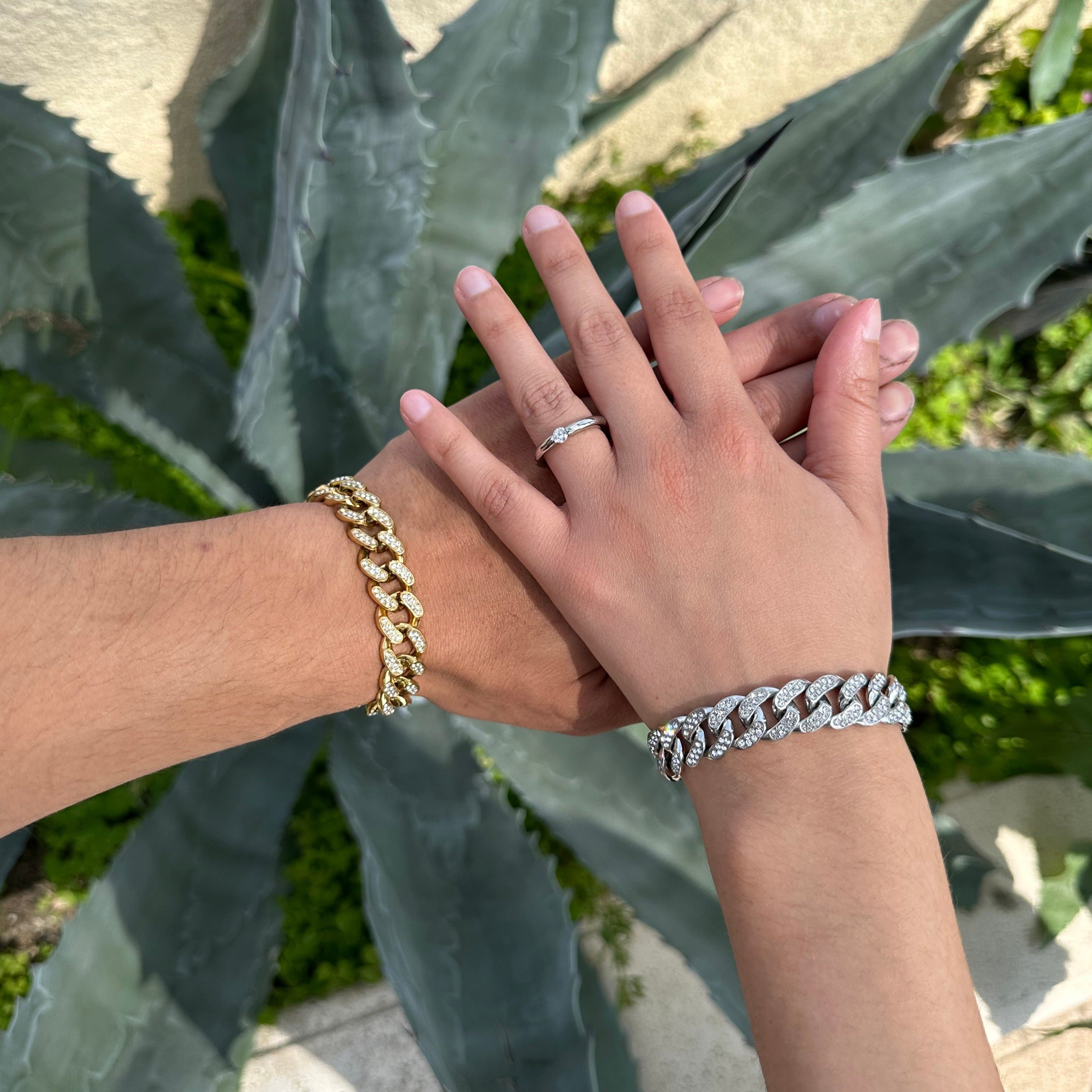 matching couples iced out chain bracelet