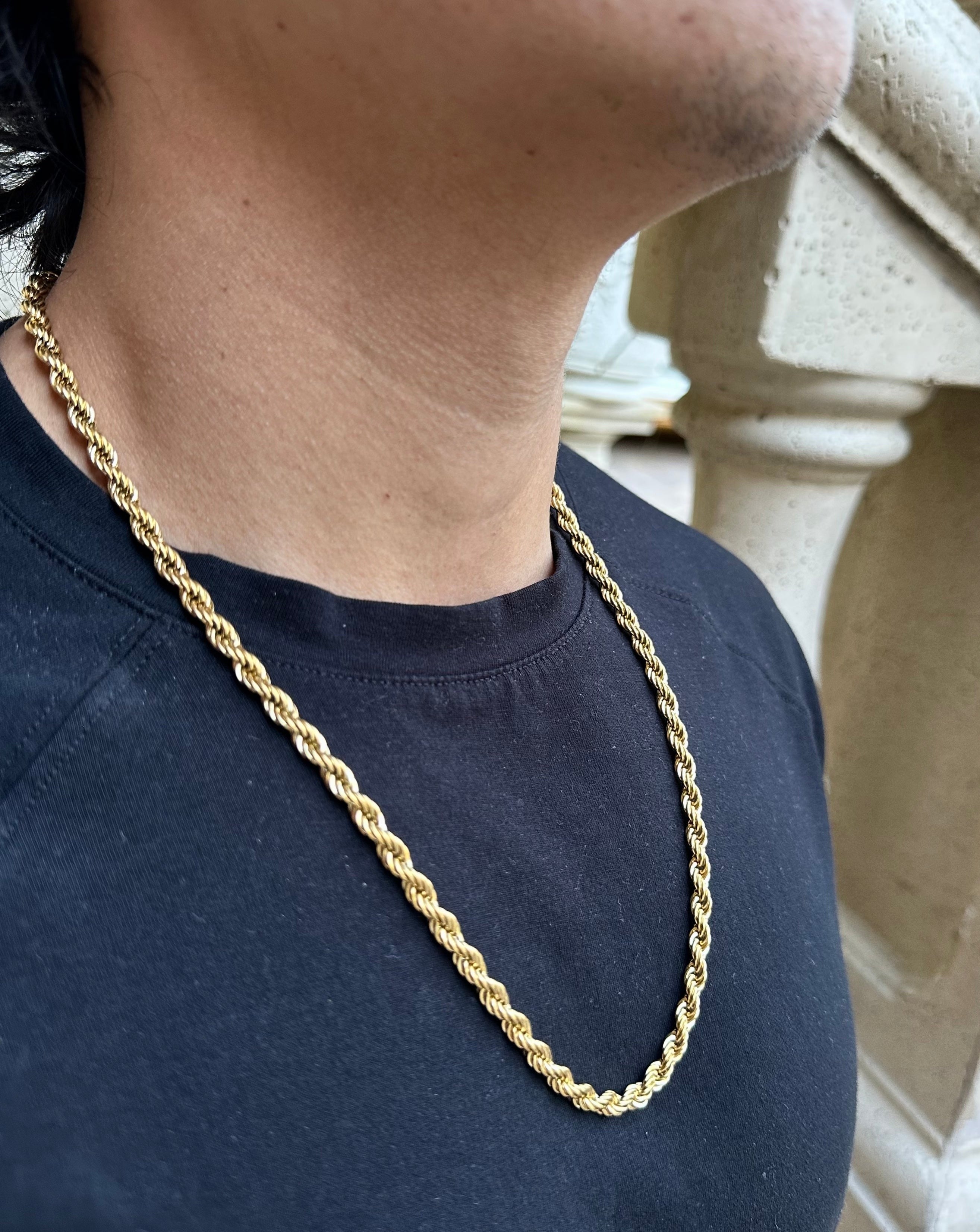 5mm Solid Gold Rope Necklace Solid Gold 5mm Gold Rope Chain