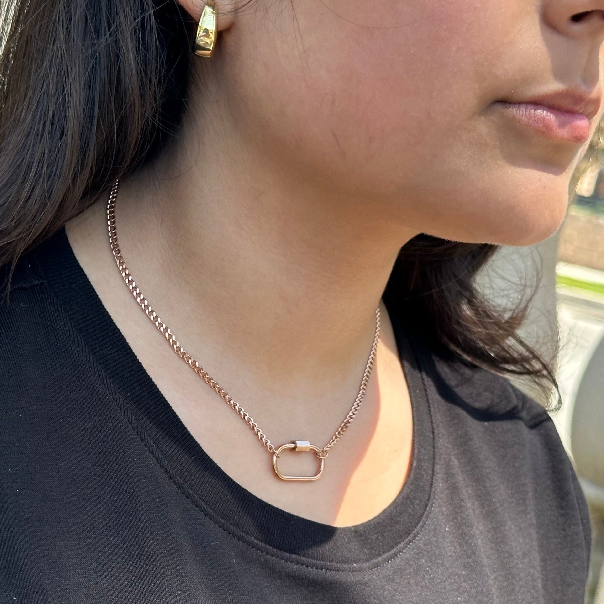 rose gold carabiner pendant womens