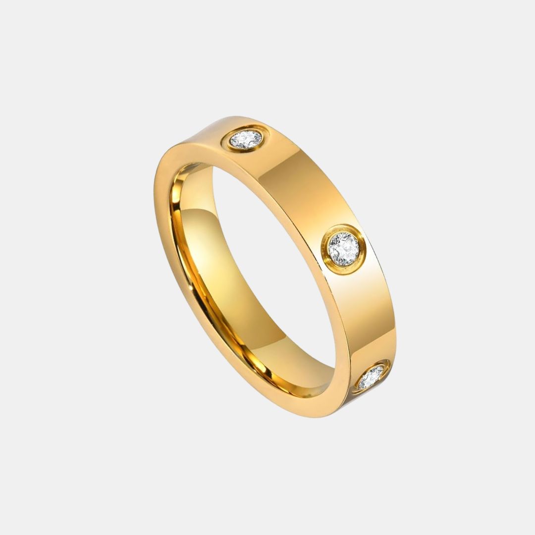 18k Gold Pave Stone Screw Ring