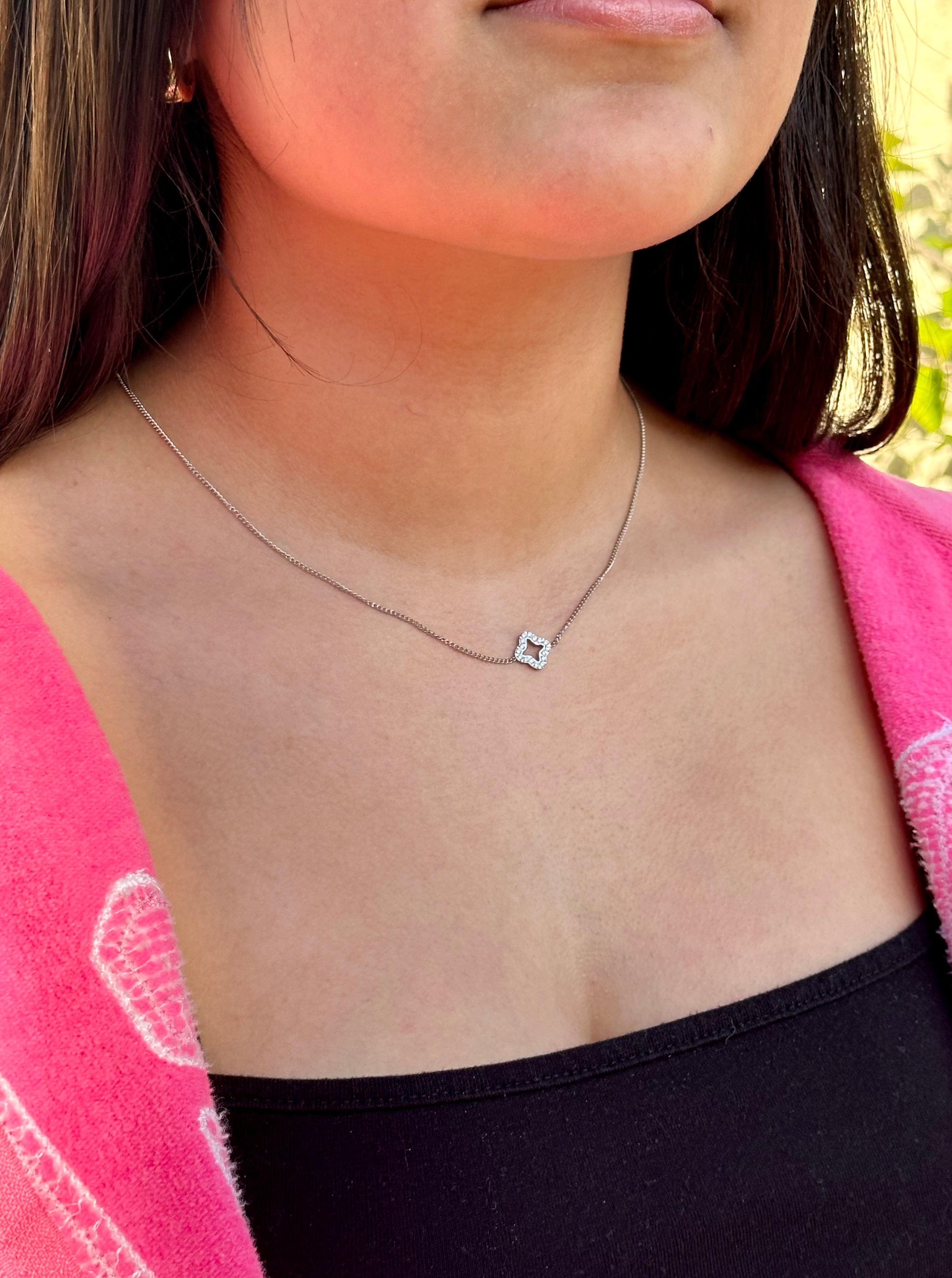 Mini Pave Clover Necklace