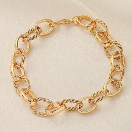 Womens Gold textured Chain Bracelet