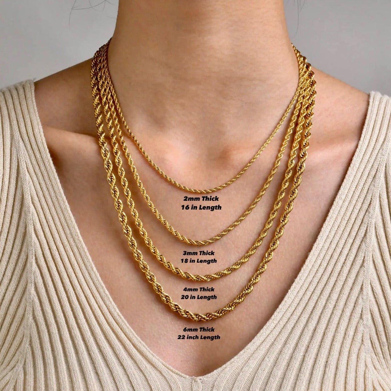 18k Gold Rope Chain Necklace