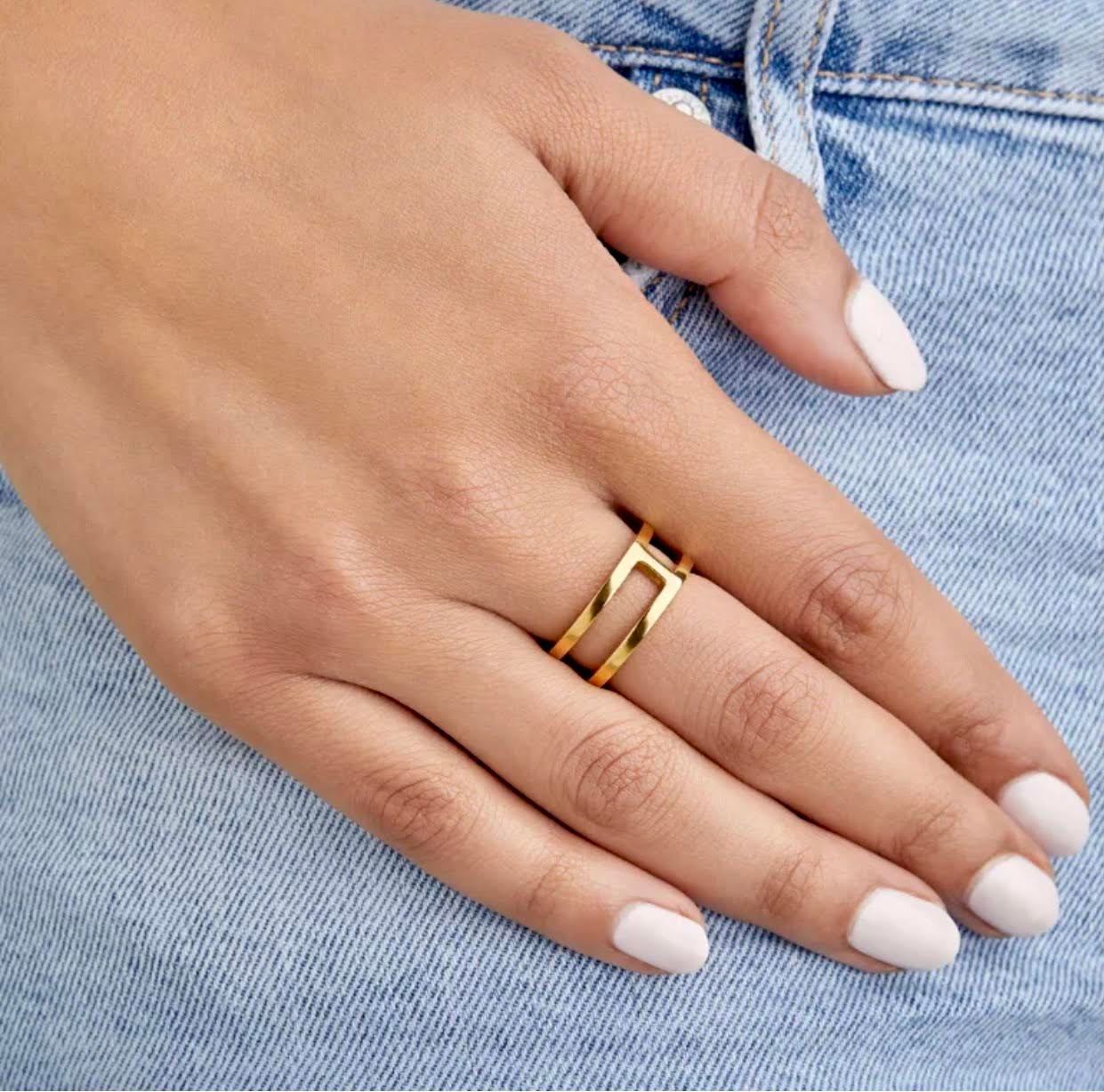Double band ring, handmade dainty ring