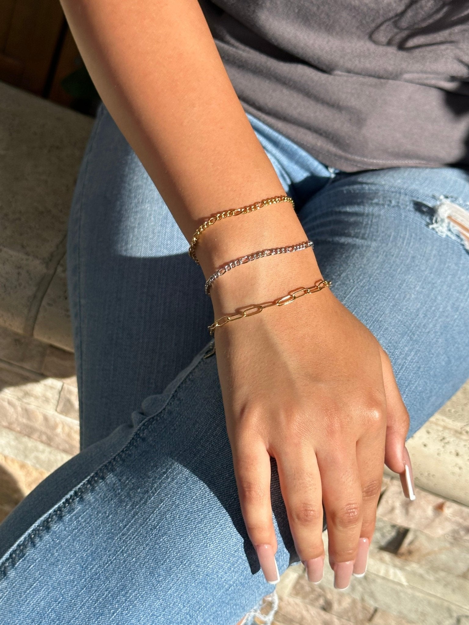 3 dainty bracelets stack