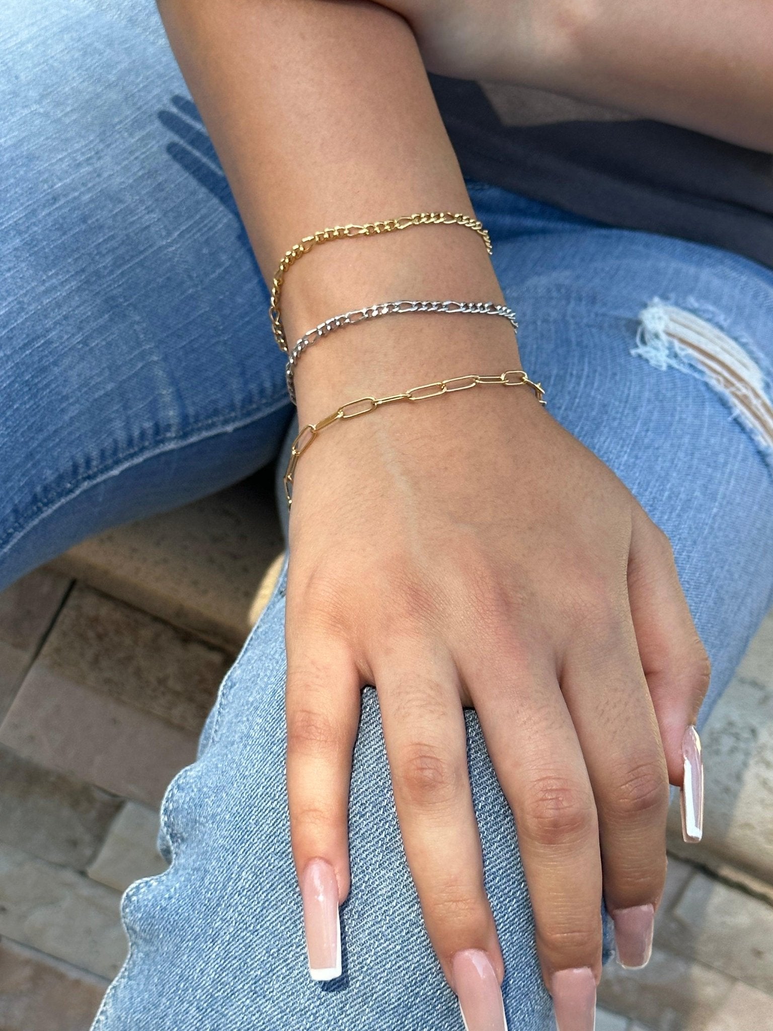 Dainty chain bracelets mixed gold and silver bracelets