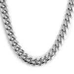 Men's Silver Steel Curb Chain Stamped Necklace - 1 Øak