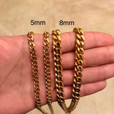 Gold curb chain 5mm vs 8mm chain thickness