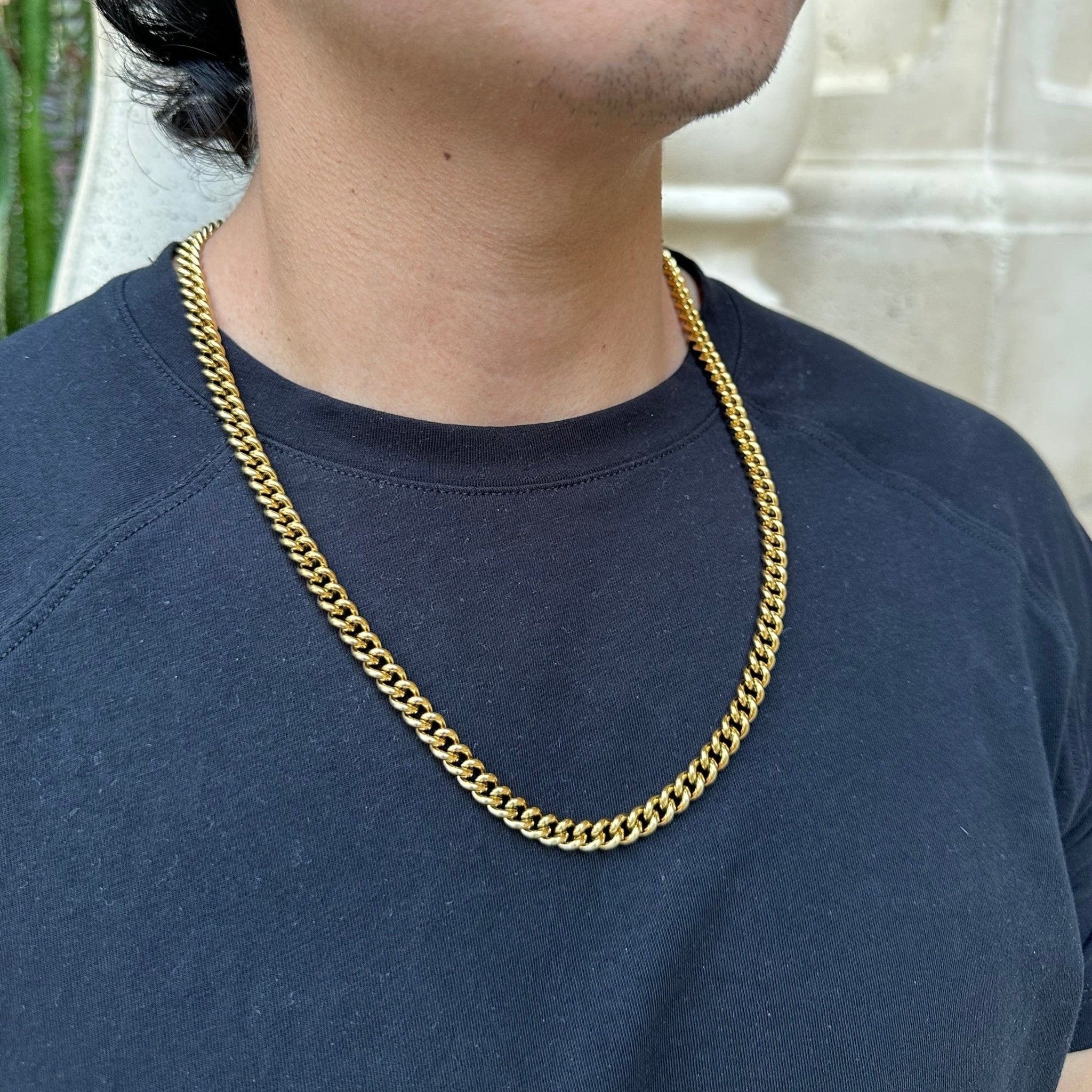Mens Round Chain Golden Chain Necklace
