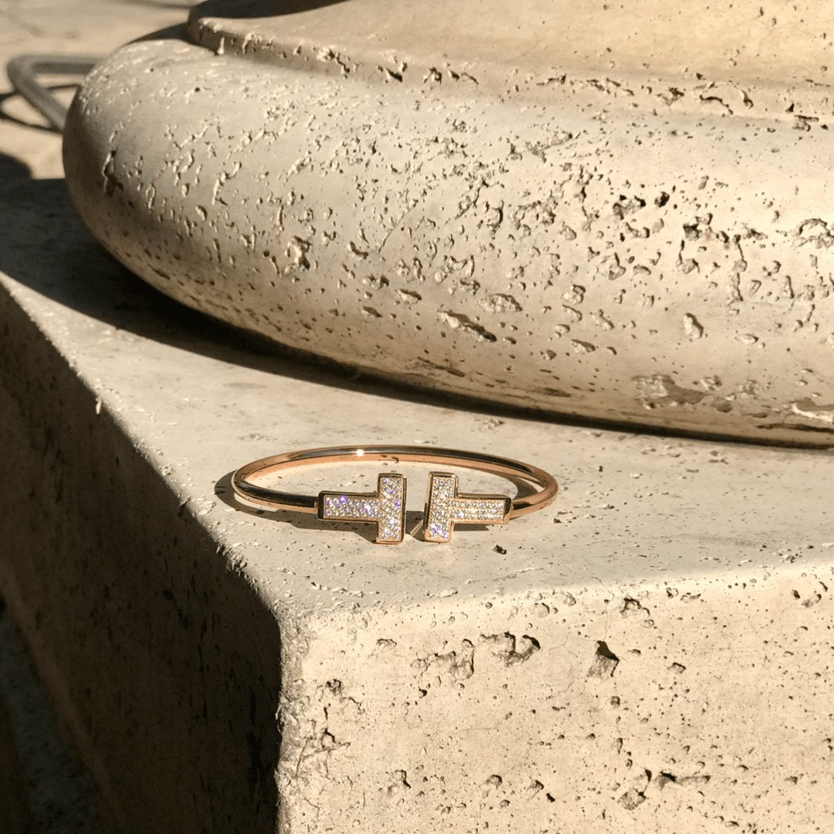 Rose gold Studded T bar bracelet