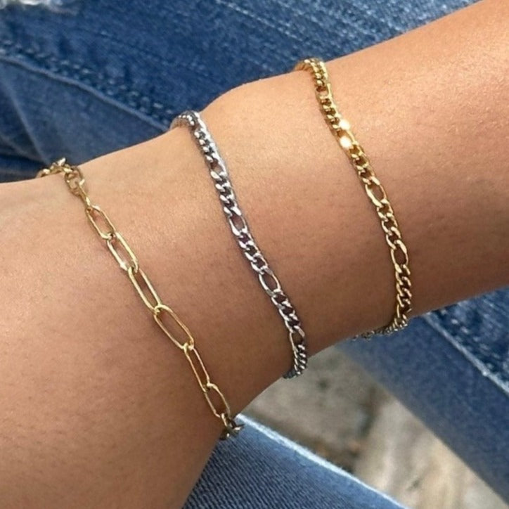 Silver / Gold Figaro Link Chain Anklet Bracelet