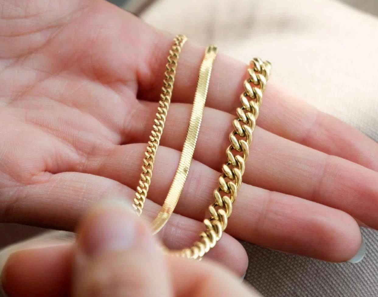 Set of 3 Gold Anklet For Womens Dainty Gold Bracelet