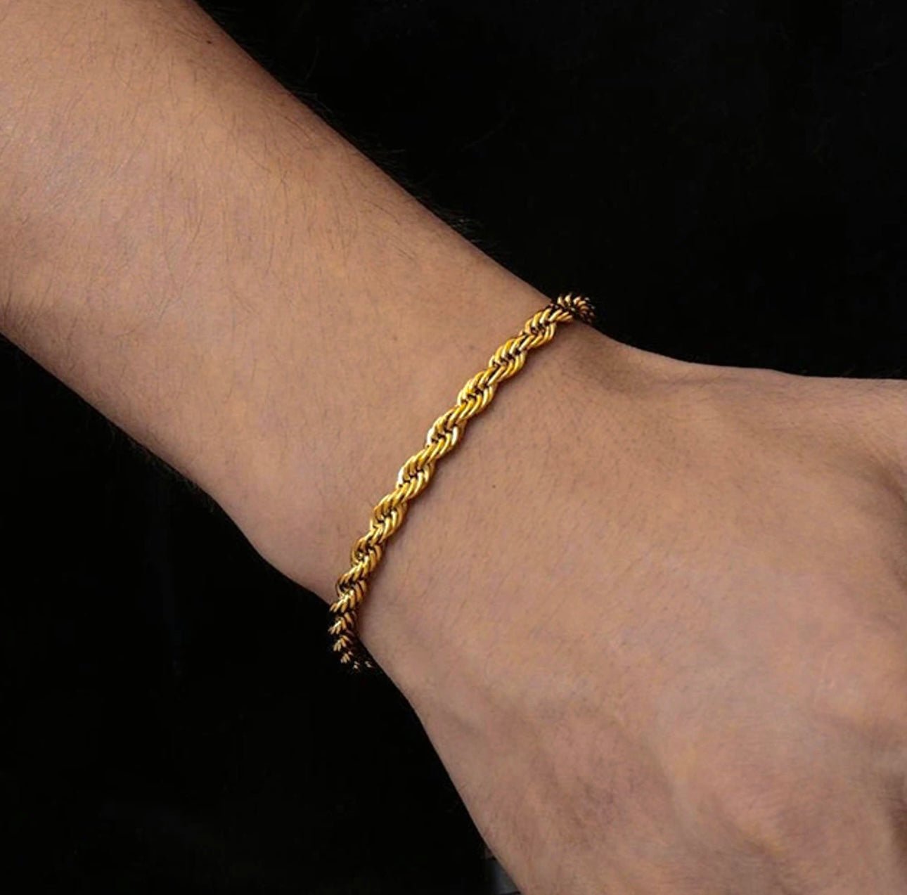 Mens 18k Gold Rope Bracelet