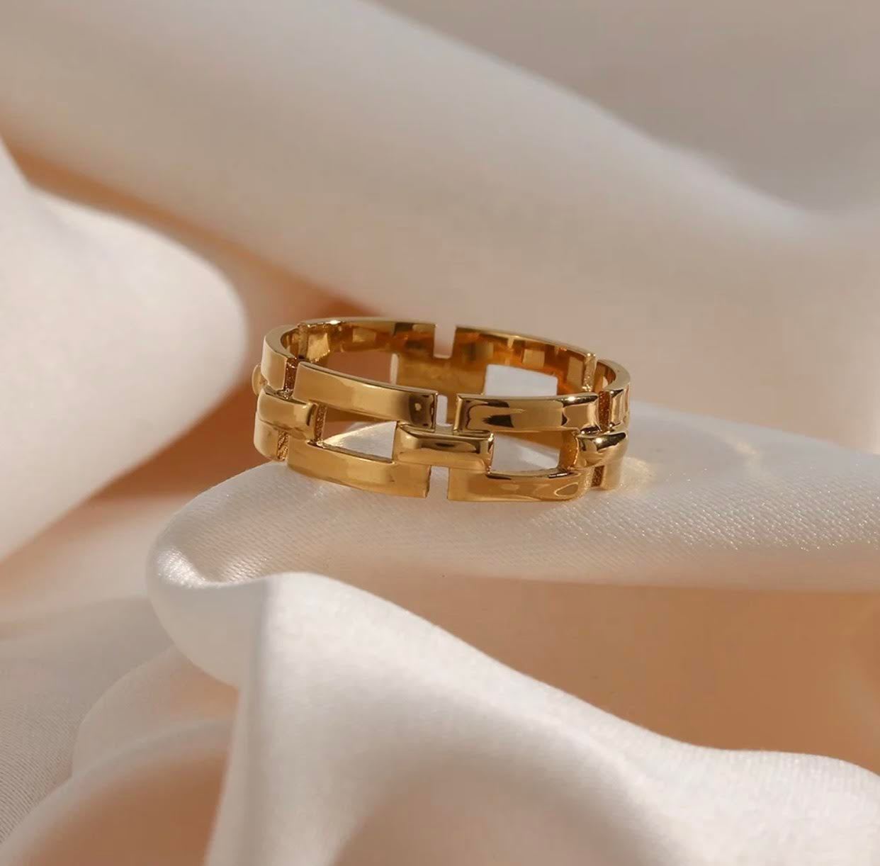 H bone ring 14k gold stacking rings from 1 oak jewelry