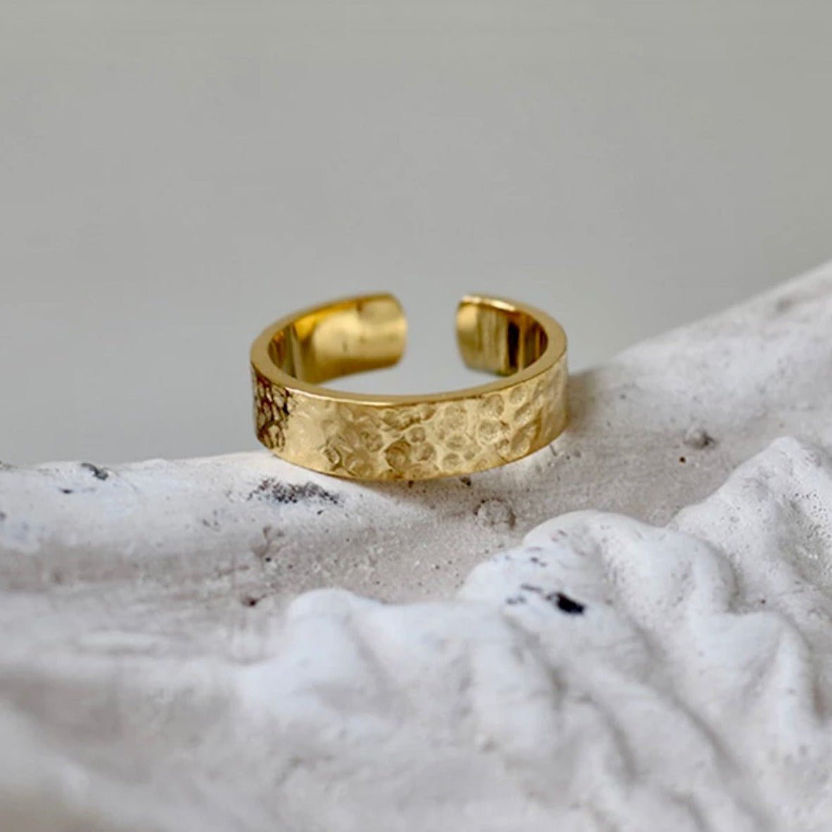 Hammered gold band from 1 oak jewelry